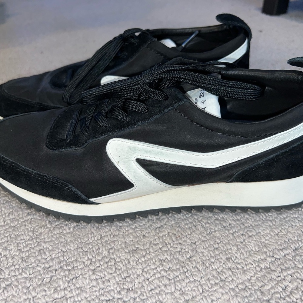 rag & bone Black and White Retro Runner Sneakers